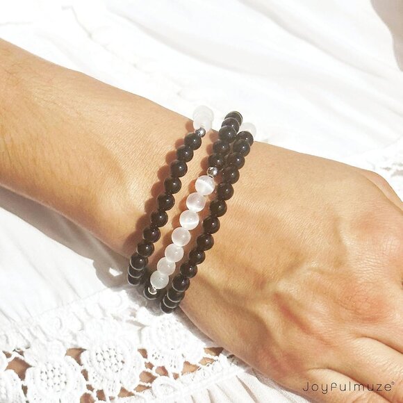 Handmade Natural Gemstone Beaded Bracelet for Men and Women—Healing, Protection, - Picture 4 of 9